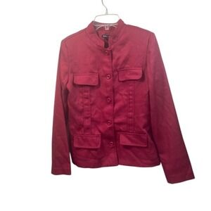 Ainsley & Aidan Blazer Jacket Button Front Pockets Career Wear Red Size S